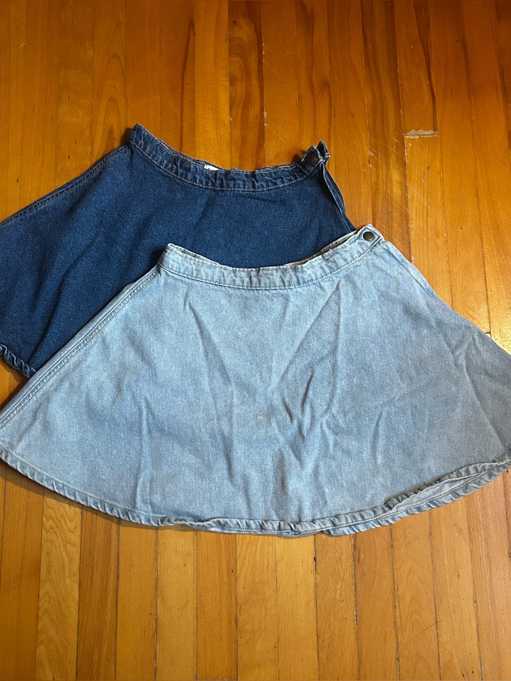 Pair of American Apparel Denim Circle Skirt, Light Wash & Dark Wash, size small